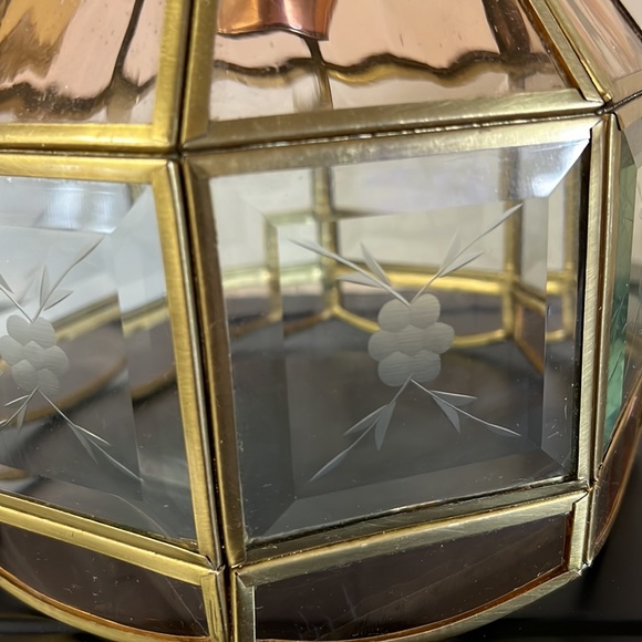 Vintage Hangging Ceiling Light Glass And Metal - Picture 2 of 14